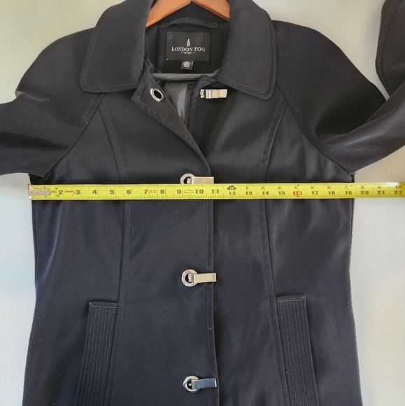 London Fog Black Classic Trench Coat Rain Jacket Size Small - Picture 7 of 8